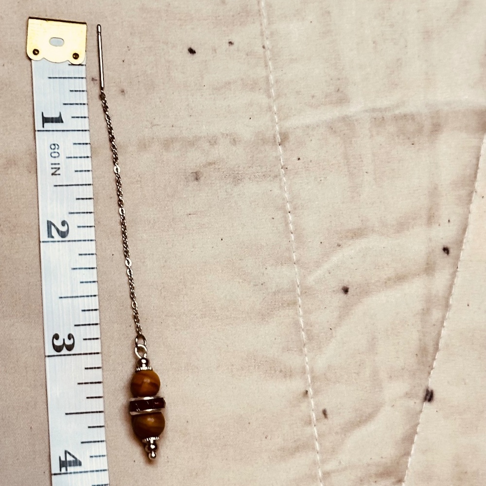 Wooden/Picture Jasper Round Crystal Earrings w/Smoky Quartz Colored Rondelles - Picture 4 of 8